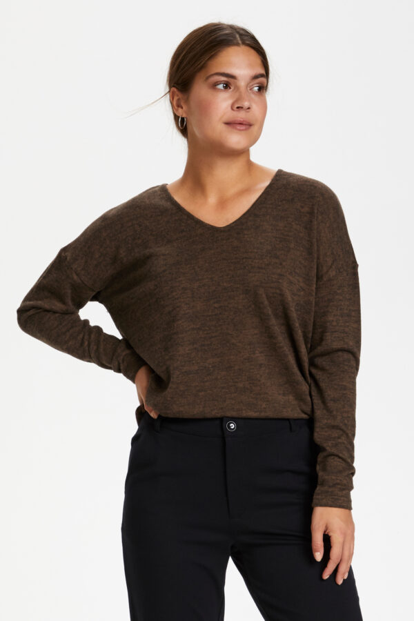 CREAM SIANE V NECK SWEATER - Image 2